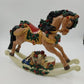Christmas Holiday Decoration Musical Rocking Horse Basket of Toys Polyresin 12"