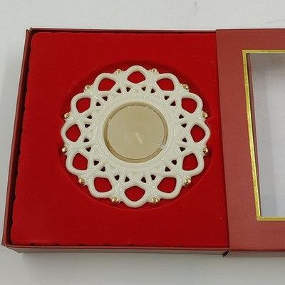 Candle Holder Lenox Holidays Snow Light Shimmer Votive Tealight Snowflake 4” NIB
