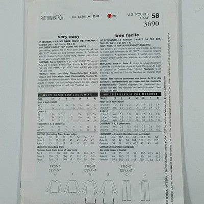 Butterick See & Sew 3690 Vtg Sewing Pattern 2002 Cut Girl Tops & Pants Size 2-5
