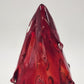 Pier 1 Glass Christmas Tree Figurine 8" Cranberry Red Tapered Cased Style
