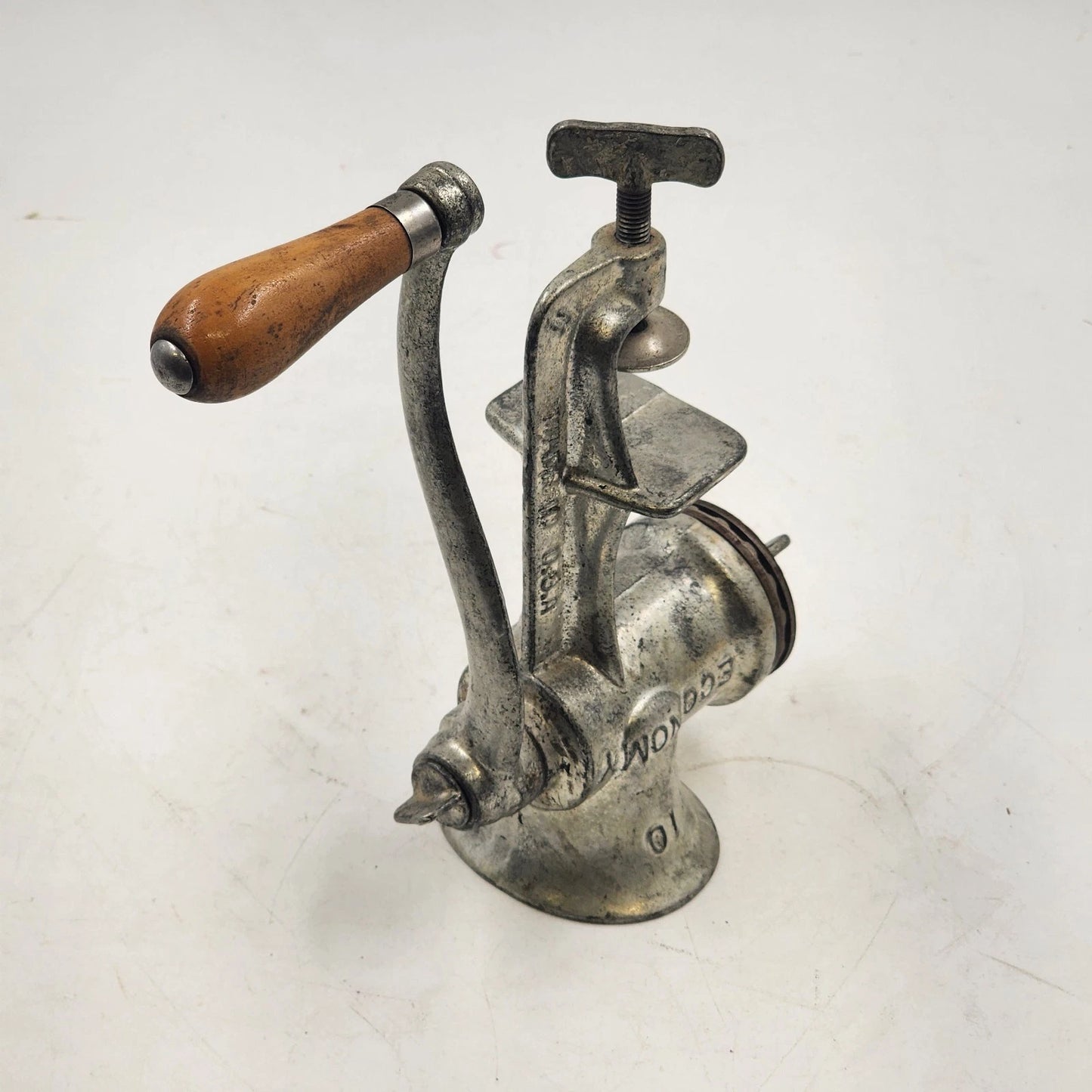 Economy No 10 Cast Iron Meat Grinder 3 Heads Hand Crank Table Clamp