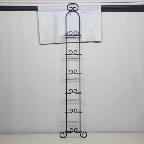 Black Steel Bar Plate Rack Wall Mount Kitchen Vertical Holds 6 Plates 51" Tall