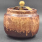 Loose Tobacco Jar Vintage Humidor Brown Ceramic w Wood & Brass Lock and Lid 6"h