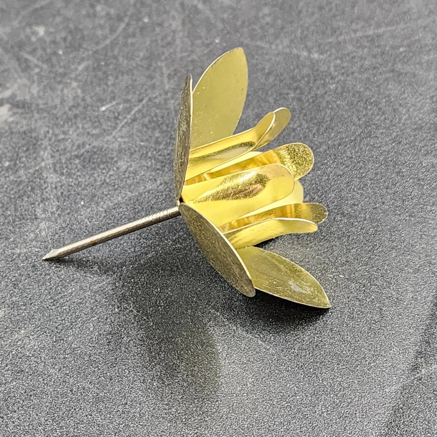 5 Hammered Brass Candle Holders Spike Peg Fit Advent Wreath Floral Pick Crafts Vtg