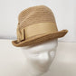 Everitt Bucket Style Rope Hat Tan w Tan Hat Band Half Creased Top Vintage 7-1/8