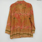 JH Collectibles Floral Button Front Blouse Collared Long Sleeve Medium Women's