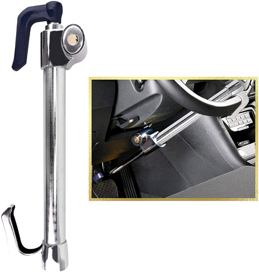 Tevlaphee Universal Steering Wheel Brake Lock Anti-Theft Retractable Double Hook