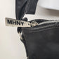 MHNY Black Leather Crossbody Satchel Three Compartment Purse