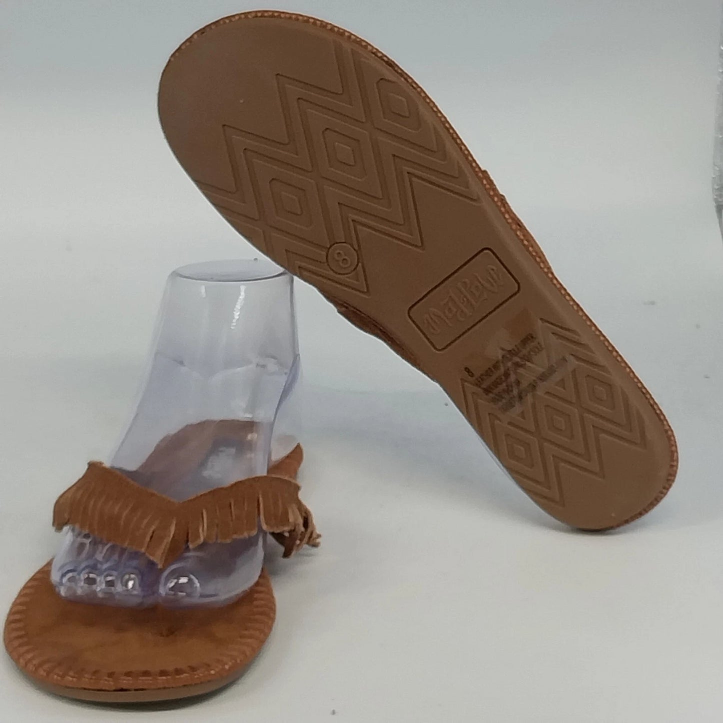 Mad Love Sandals Brown Fringe Moccasin Thong Flip Flop Women's 8 Flat Sole China