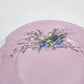 Pink Porcelain Cake Plate Birds Nest Blue Flowers Gold Handles 10.5" Antique