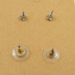 2 Pair Stud Earrings Gold Yellow & Silver Clear Purple Cube Stones