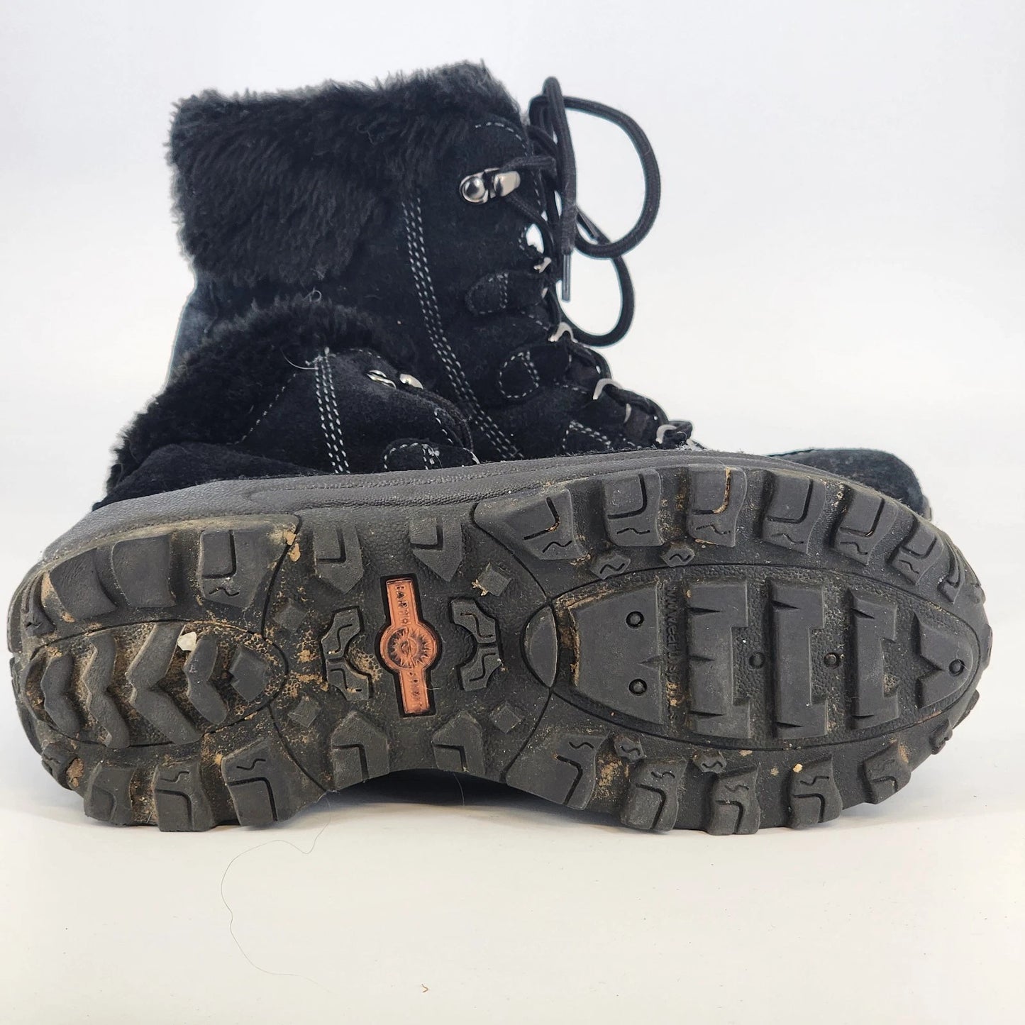 Earth Spirit Black Suede Lace Up Ankle Boots Womens Size 8 Winter