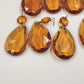 9 Amber Teardrop Faceted Crystal Glass 2" Prisms for Lighting Chandelier Accents