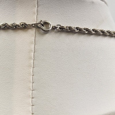 Silver Tone Rope Chain with Prayer Box Cross Design Charm Pendant 12" Necklace