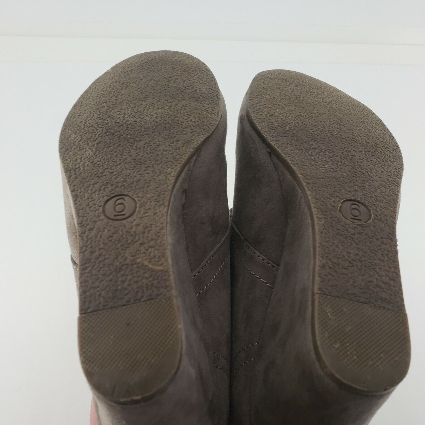 Taupe Suede Ankle Boot Women's Wedge Heel Round Toe Lace Up Booties Size 6