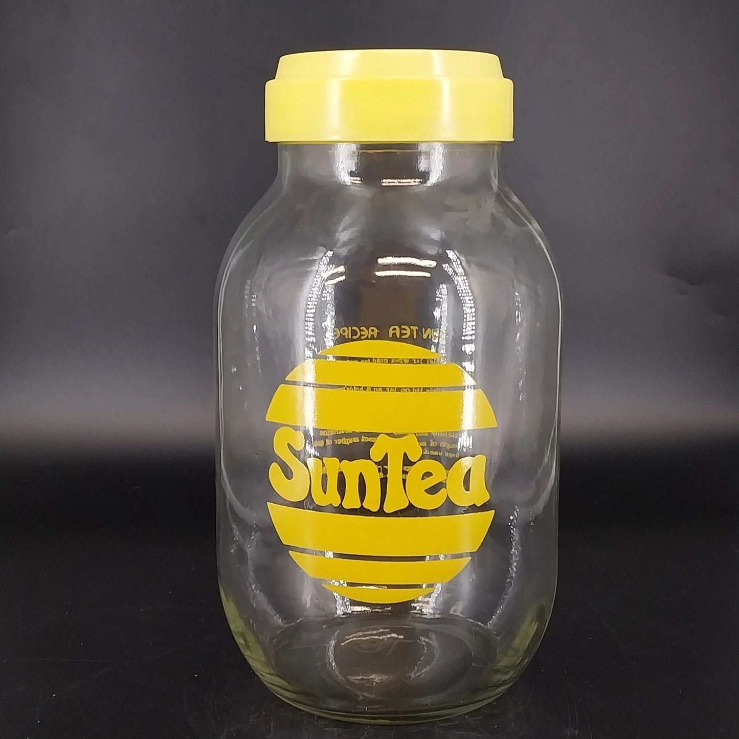Sun Tea Glass Jar Pitcher 3 Liter Yellow Lid Pour Spout Carlton Glass USA Vtg