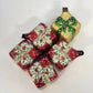 Czech Glass Christmas Present Ornaments Lot 5 Hand Painted Gift Box 1.5" Vintage