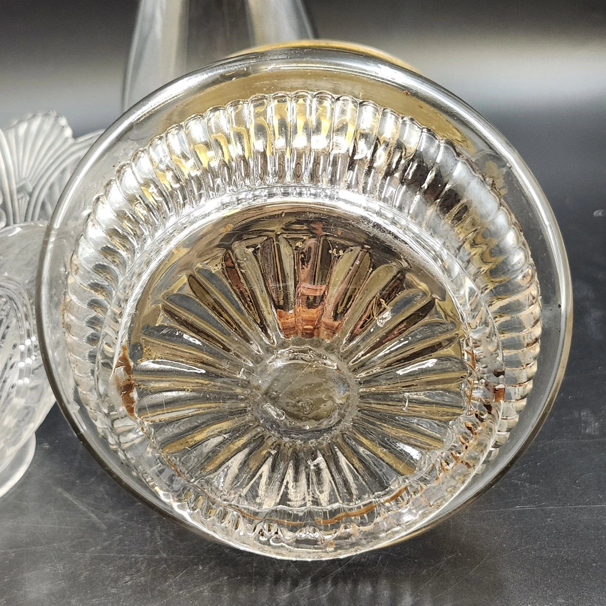Antique Victorian Clear Pressed Glass Kerosene Oil Lamp Chimney Shade 14"