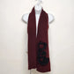 Simply Vera Knit Neck Scarf Maroon Red Vera Wang Black Flower Accent 64" NWT