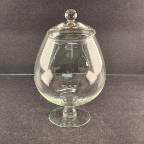 Clear Glass Candy Nut Dish Vintage With Lid With Round Top Unbranded 9.5" Tall