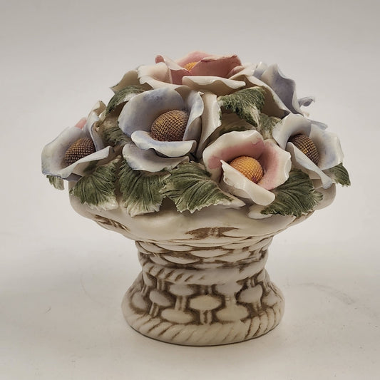Handcrafted Italian Capodimonte Multicolor Floral Porcelain Decorative Art Vase