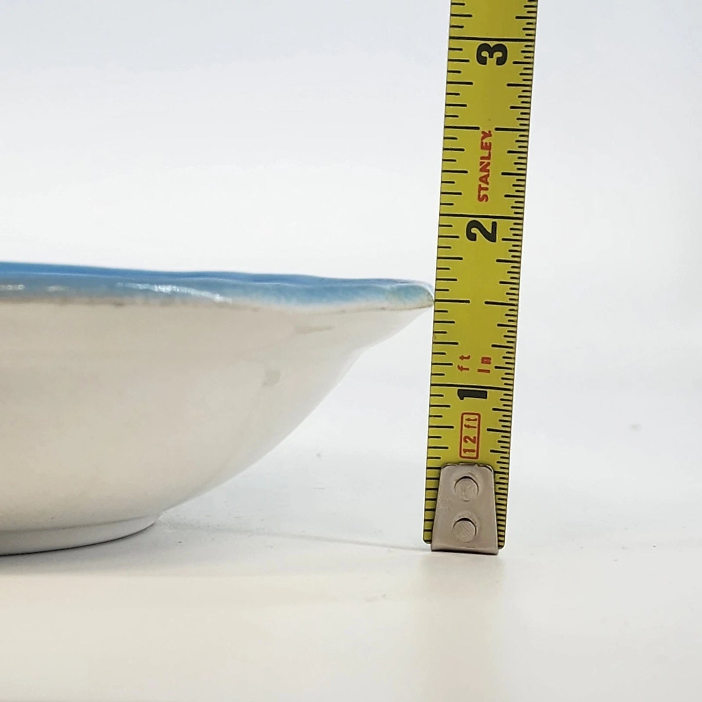 Linda Ironstone 4008 Cereal Bowl 3 Pcs Blue Top White Bottom 6.5" Utensil Marks