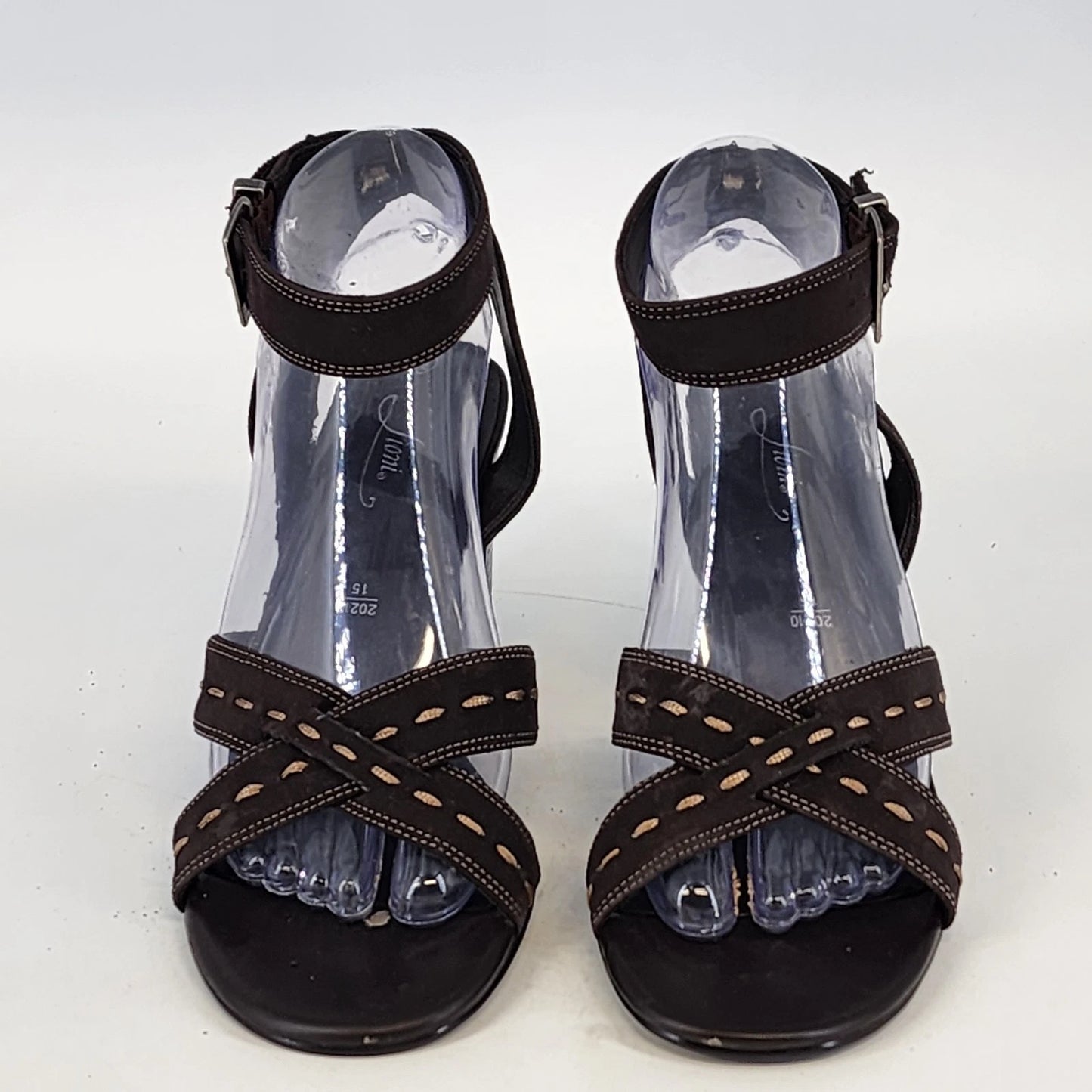 Fioni Vasper-01 Platform Heels Women 8.5 Brown Suede Crisscross Strappy Sandals