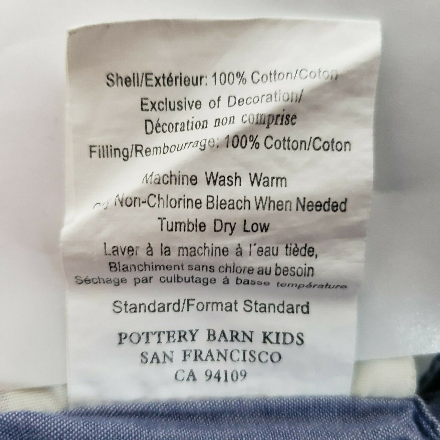 Pottery Barn Kids Boys Club Quilted Standard Pillow Sham Tie Back Cotton 2064