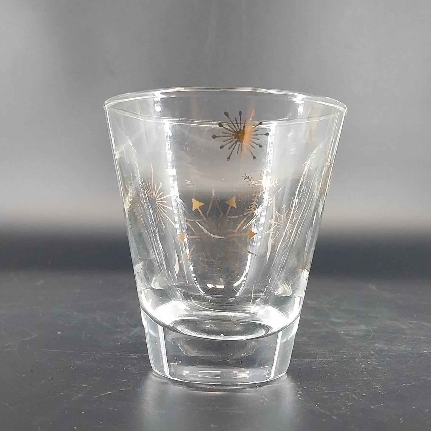 Vintage Libbey Granada Shot Glass Set Atomic Gold Starburst MCM
