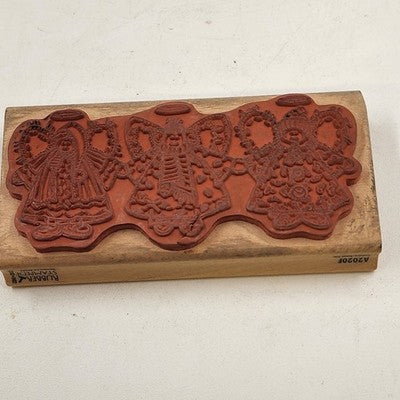 4 Wood Rubber Stamps Sleeping Kitty Country Angel Trio Flower Girl Bluebonnet