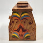 Toleware Wood Box Storage Shoe Shine Norwegian Rosemaling Hand Painted Folk Art