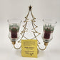 Homco Metal Christmas Tree 2 Votive Candle Holder Pine Tree Holly Berry Cups Vtg