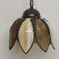 Tiffany Style Tulip Slag Glass Pendant Hanging Lamp 8 Panel Cream Amber 11" Vtg