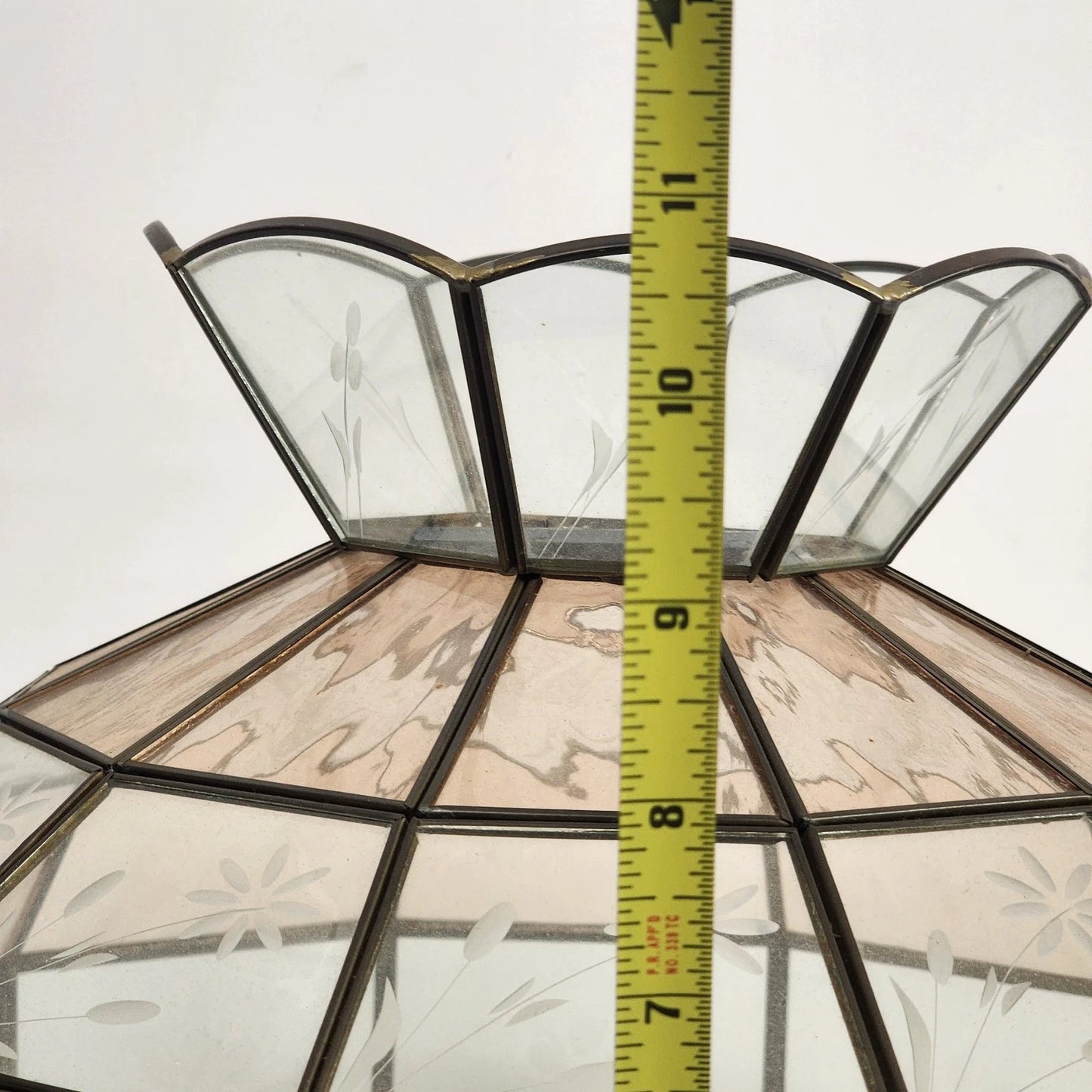 Tiffany Style Swag Lamp Shade Stained Slag Glass Multifaceted Leaded 15.5" Vtg
