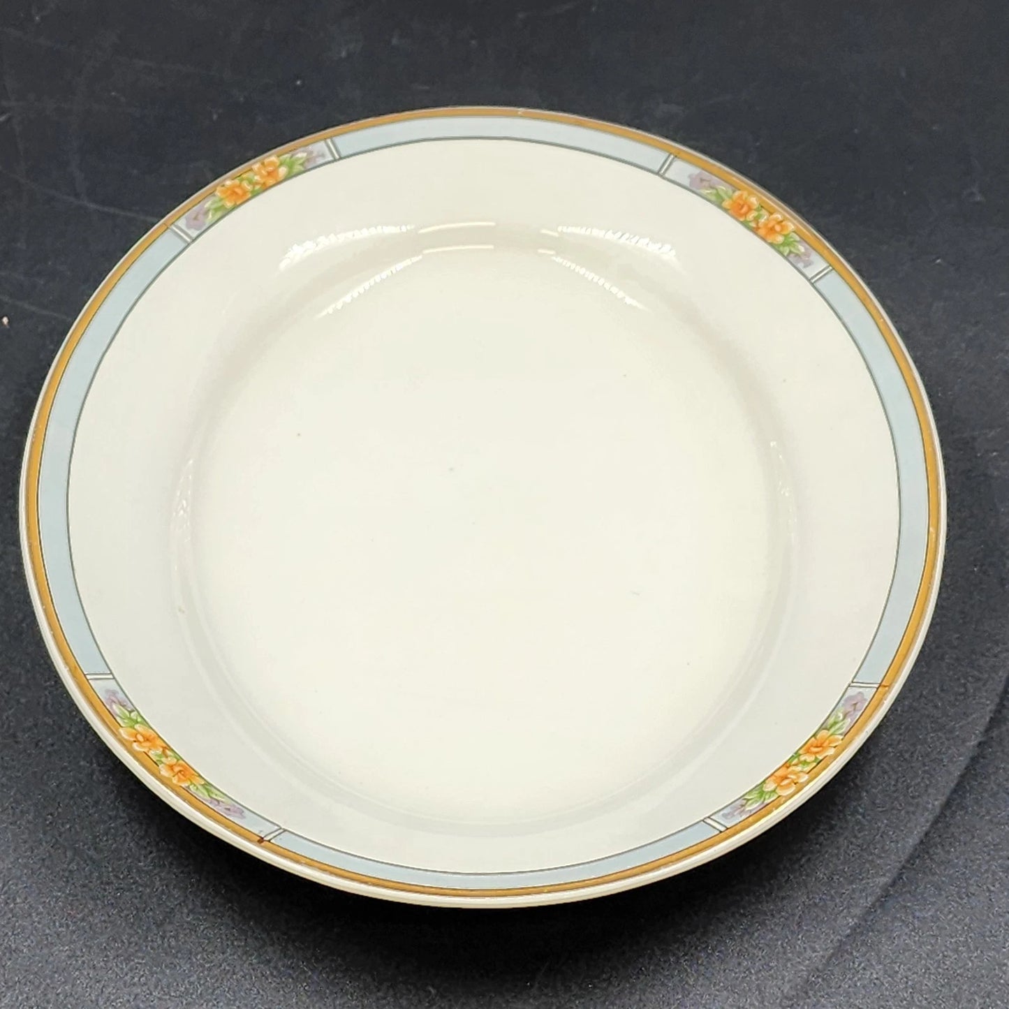 Nebraska Blue Oval Serving Platter 12" England Blue Rim Flower Accent J&G Meakin