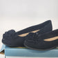 Cliffs White Mountain Hibiscus Flats Black Suede Ballet Shoes w Flower Women's 8
