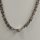 Millefiori Floral Murine Glass Bead Necklace Bronze Tone Byzantine Silver Chain