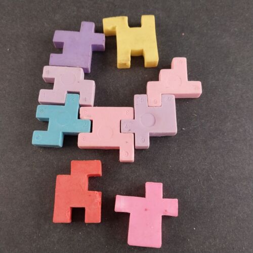 Eraser Puzzle Pieces Different Colors Lot of 9 Vintage Rubber