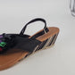 Glamour Original Wedge Sandals Women Size 8 Black Floral Platform