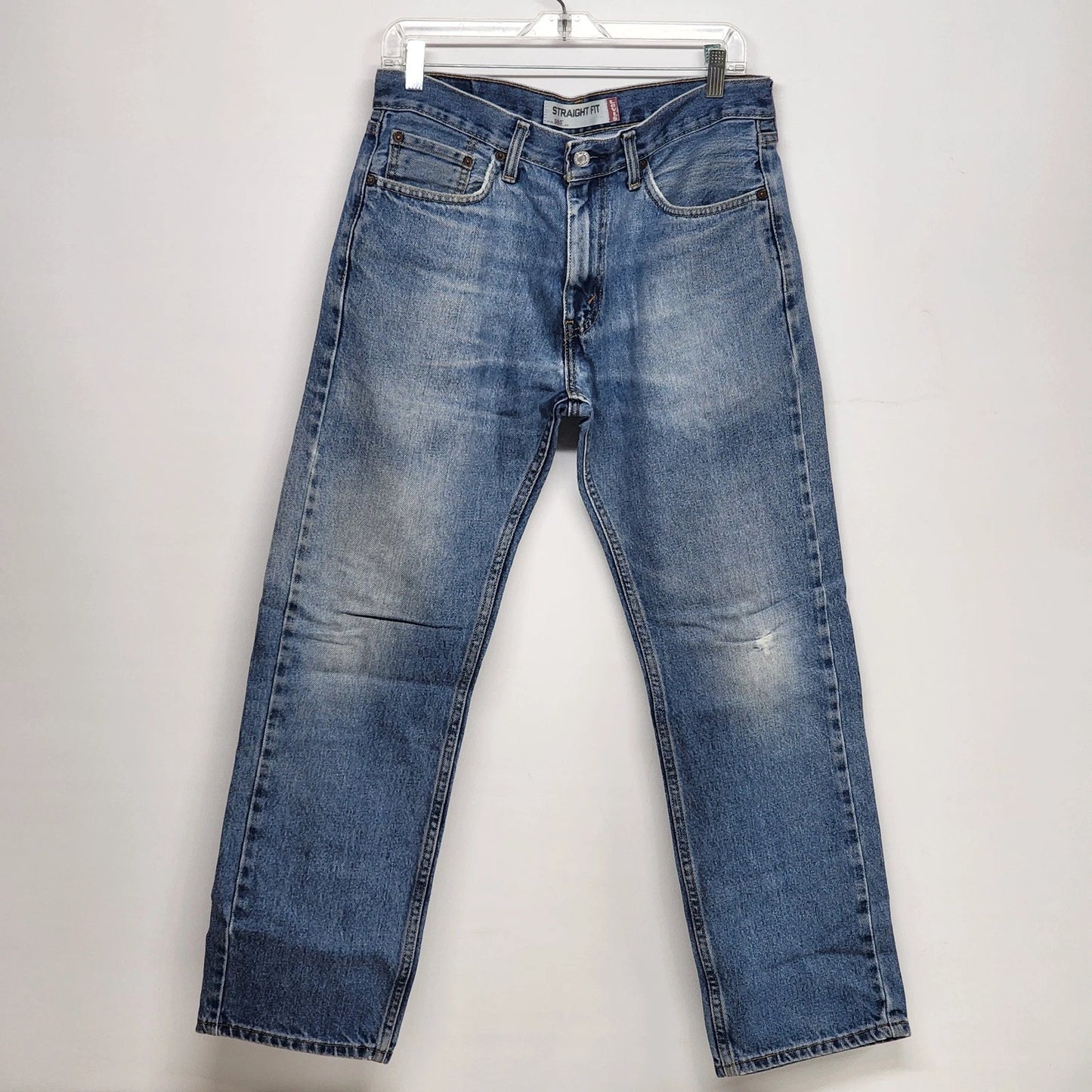 Levi’s 505 Men's Straight Fit Jeans 32x30 Medium Wash Distressed Blue Denim