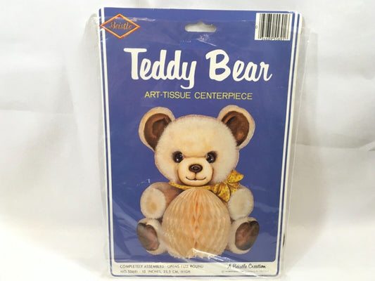1986 Honeycomb Teddy Bear Decoration Party Centerpiece Beistle USA Art-Tissue