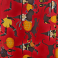 Red Black and Orange Halloween Themed Linen Tablecloth Vintage Witches Cats Bats