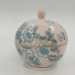Chinese Hand Painted Porcelain Covered Bowl Pink Blue Floral Ginger Pot Jar Vtg