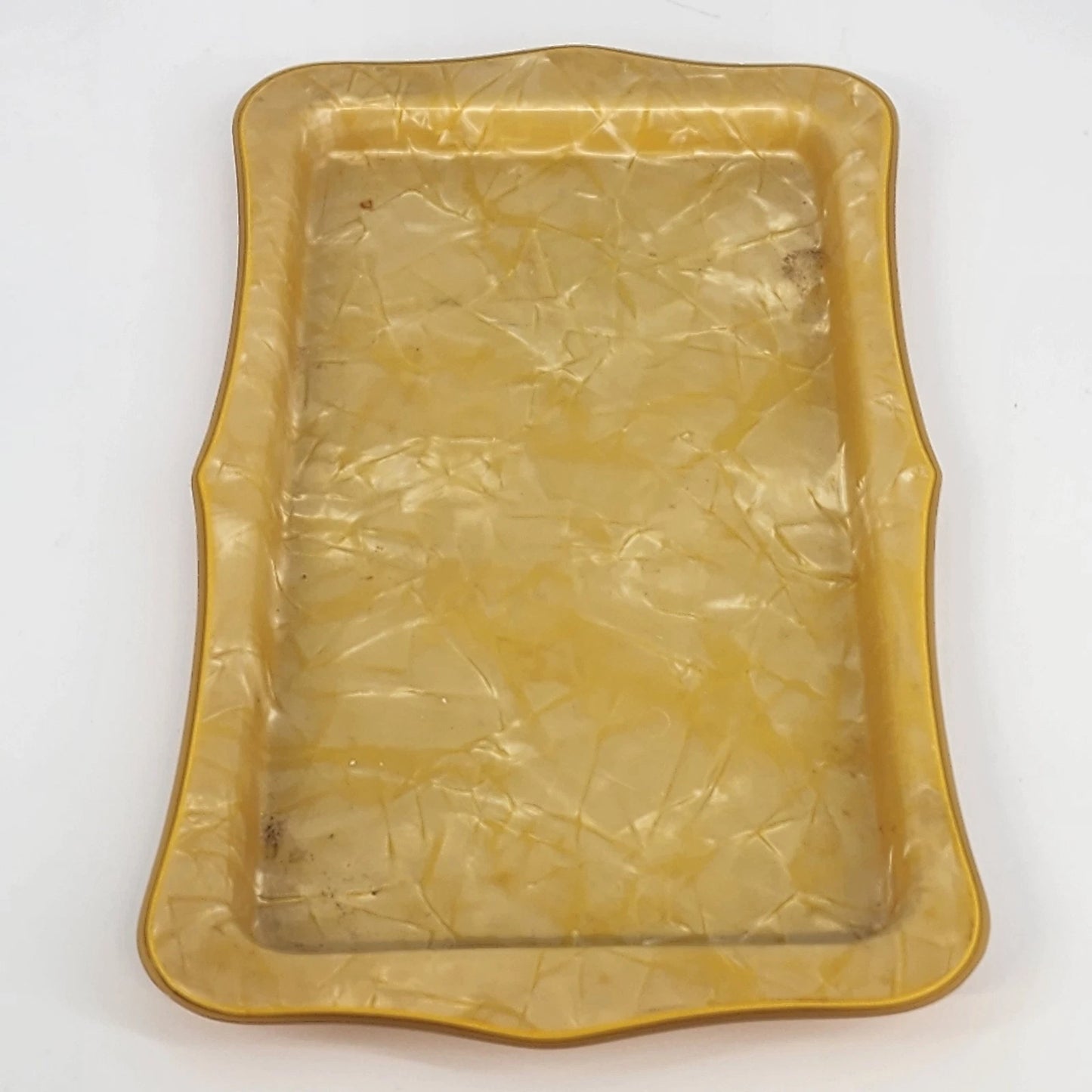 Pyrolene Celluloid 3pc Vanity Set Amber Pearl Marbled Tray & Trinket Boxes 1920s