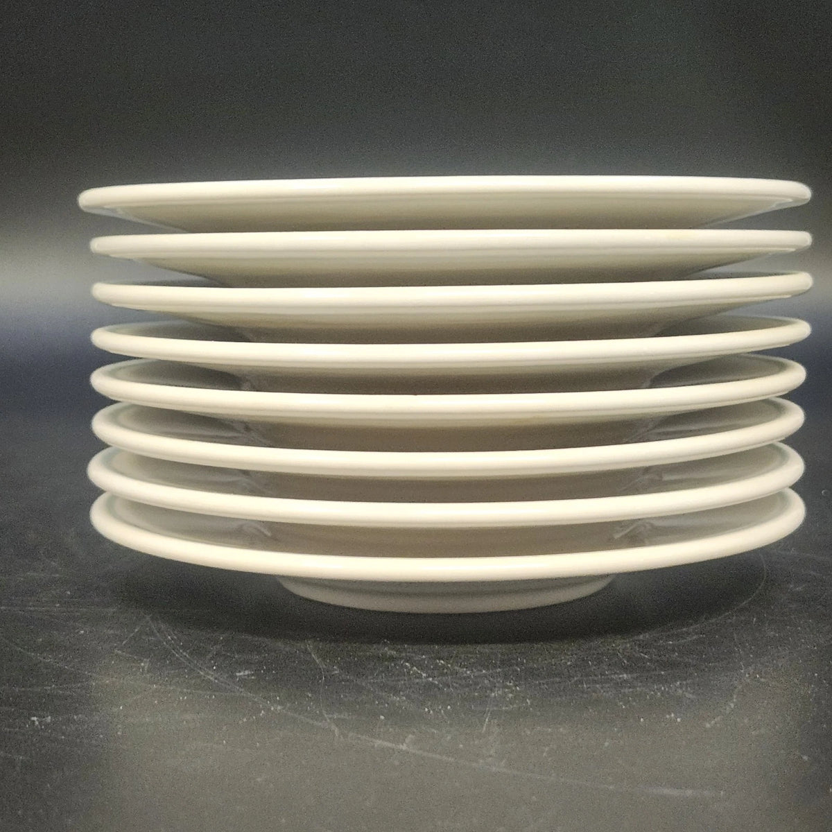 Pfaltzgraff April Bread Plates Set of 8 Blue Rim Ceramic Stoneware 6" USA Vtg