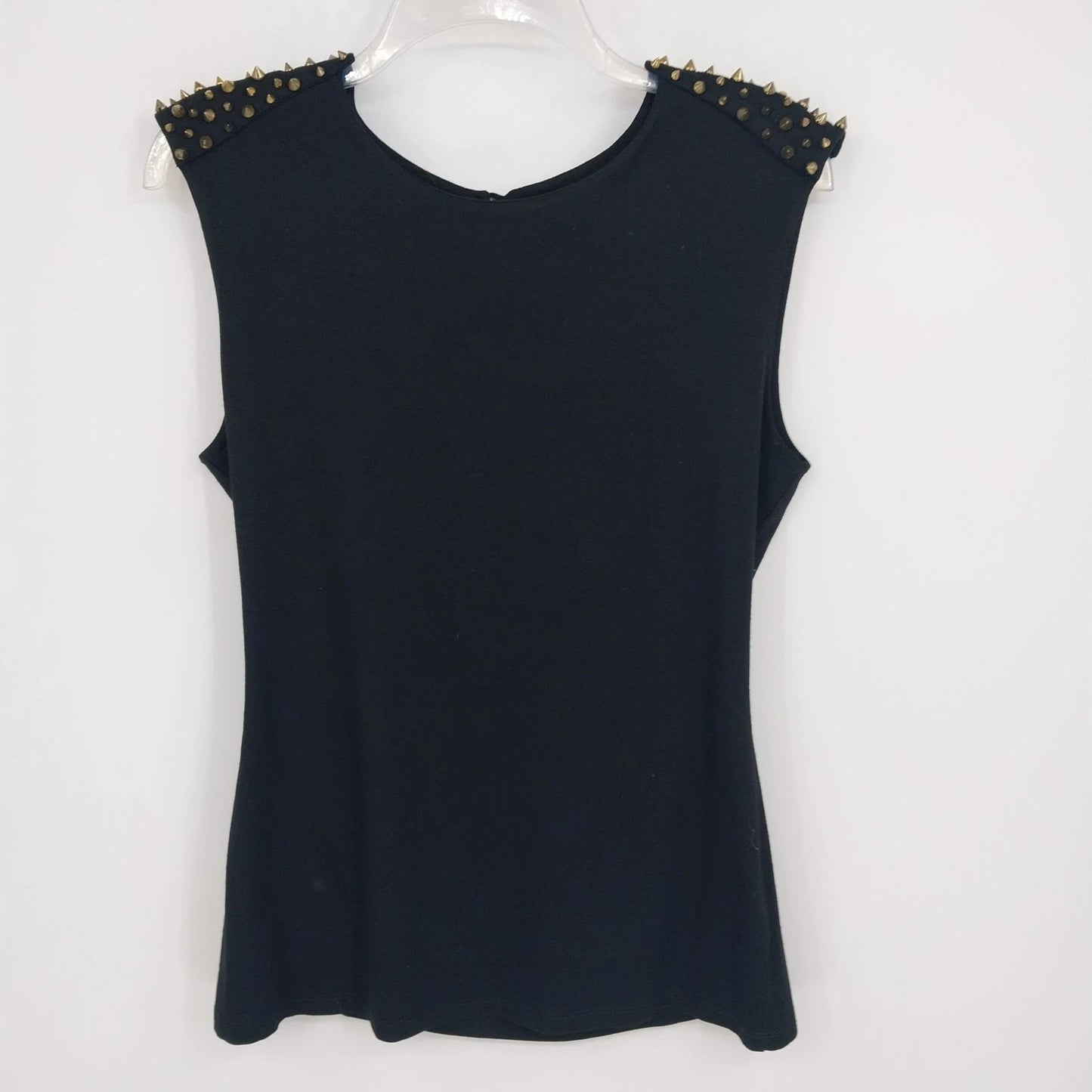 ELFE by Elif Erturk Black Studded Shoulder Top Womens EU 42 Sleeveless Small