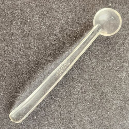 Glass Open Salt Server Bowl Diamond Pattern Plastic Serving Spoon Vintage Japan