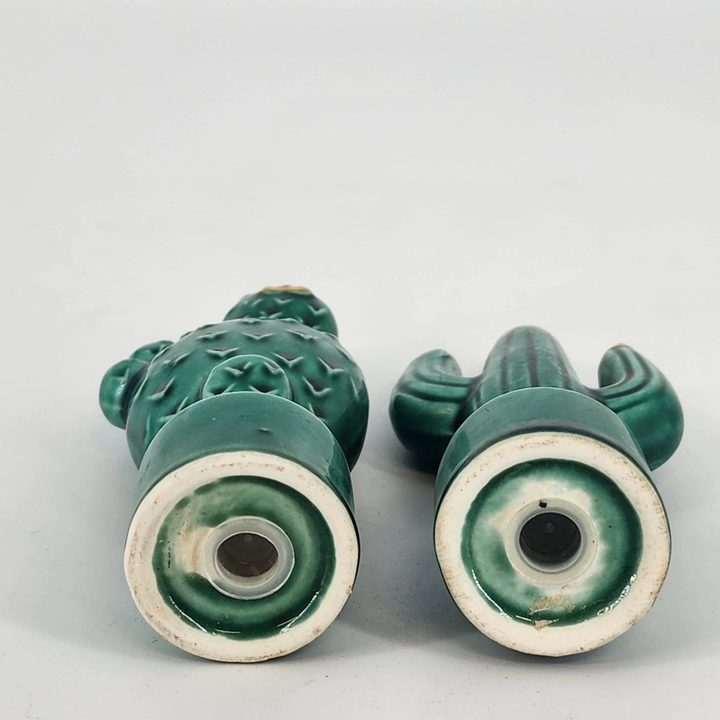 Southwest Cactus Ceramic Salt & Pepper Shakers Desert Bloom Saguaro Flower 4"