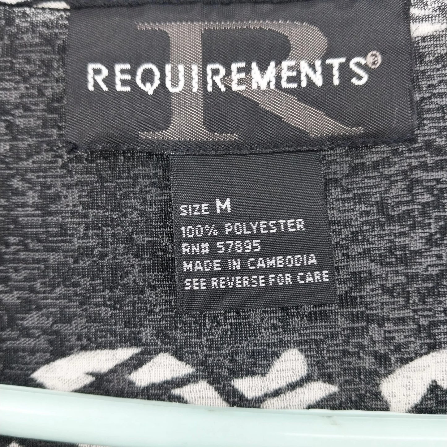 Requirements Women's Floral Stretch Long Sleeve Top Black White Size M Casual
