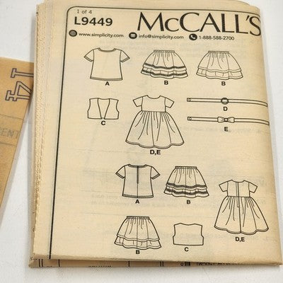 McCall's It's Sew Simple L9449 Sewing Pattern Cut 2019 18" Doll Clothes USA